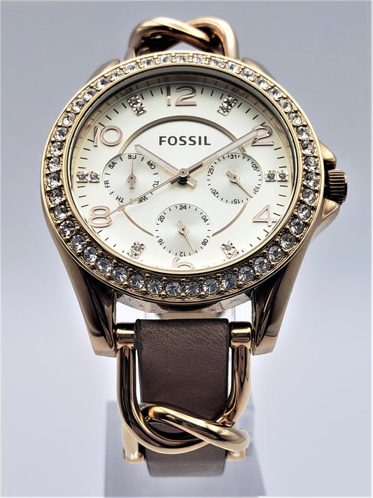 Fossil Women's Riley Crystal-Accented Quartz Watch