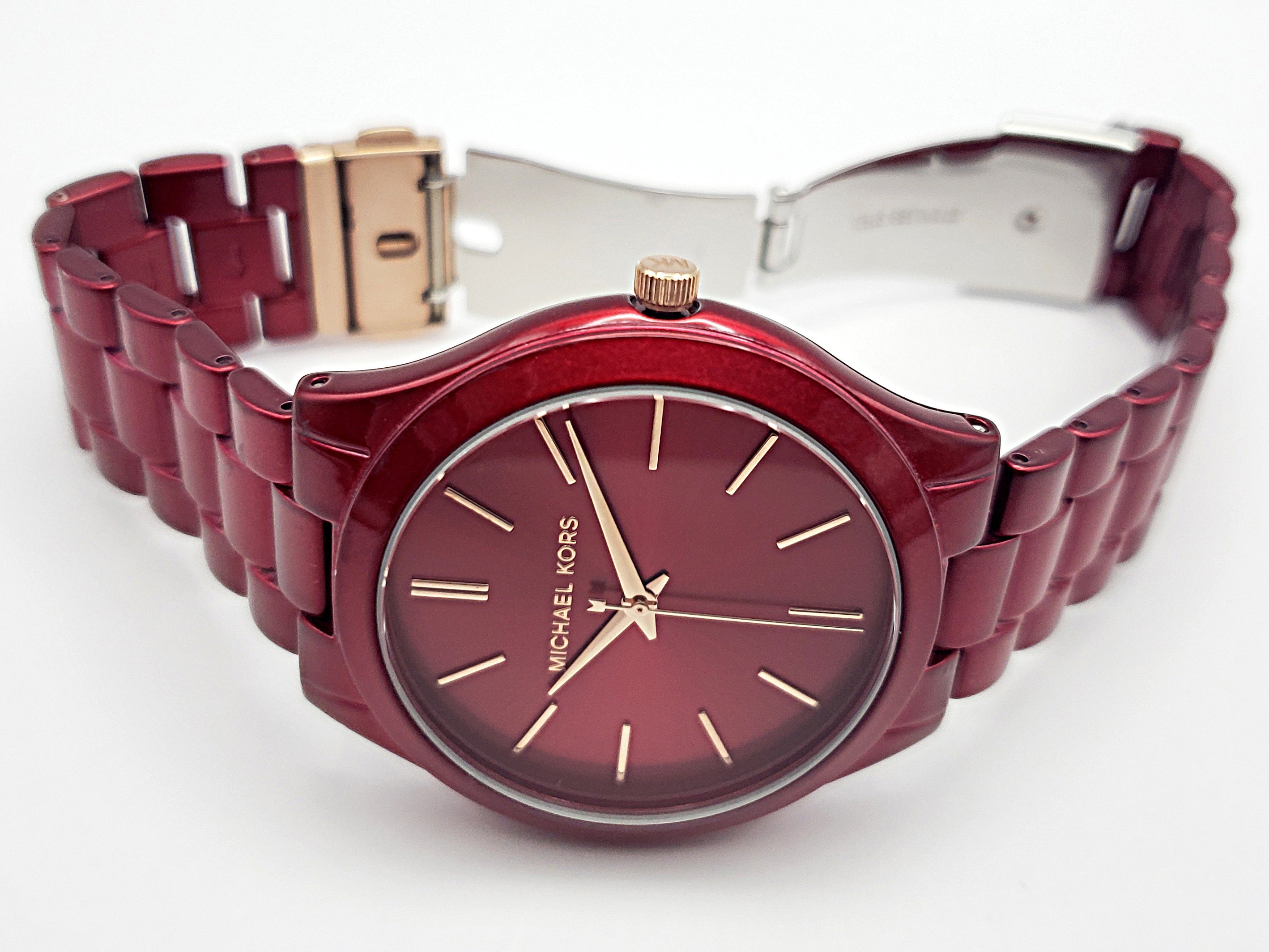 Michael kors slim sales runway red watch