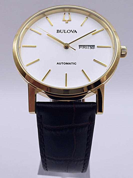 Bulova Men's White Automatic Leather Watch