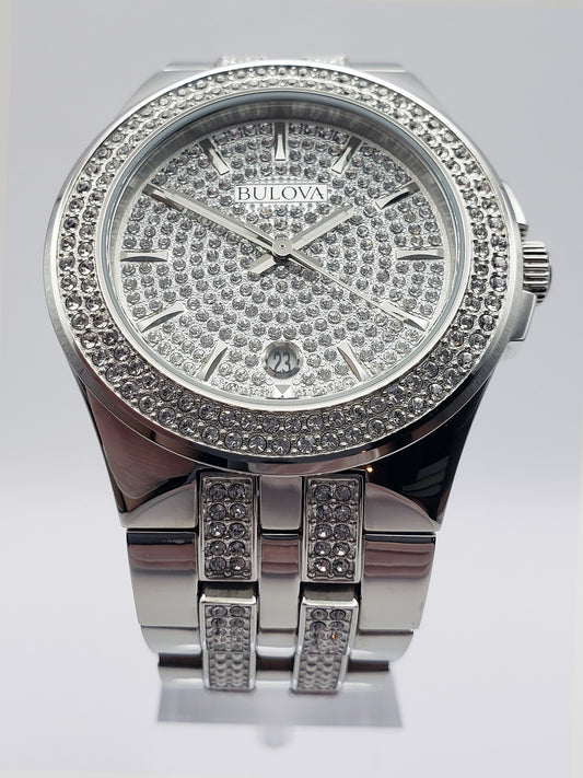 Bulova Men's Crystal Stainless Steel Watch