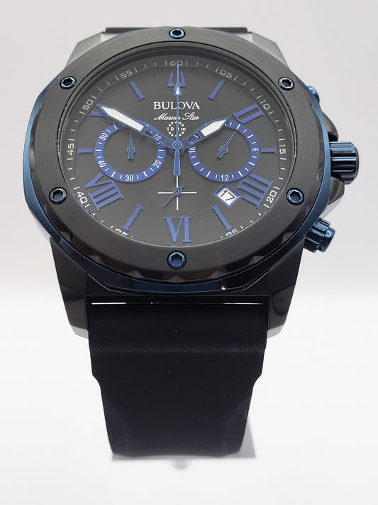 Bulova Men's Marine Star Chronograph Silicone Strap Watch