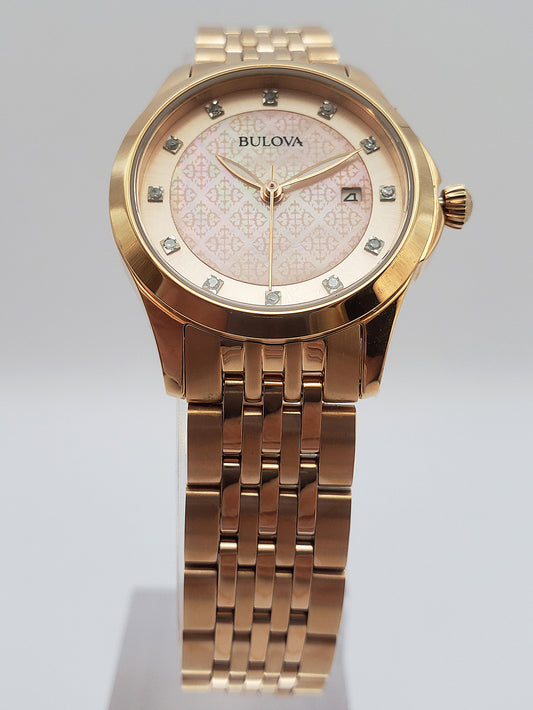 Bulova Women's Rose Gold Diamond Classic Watch